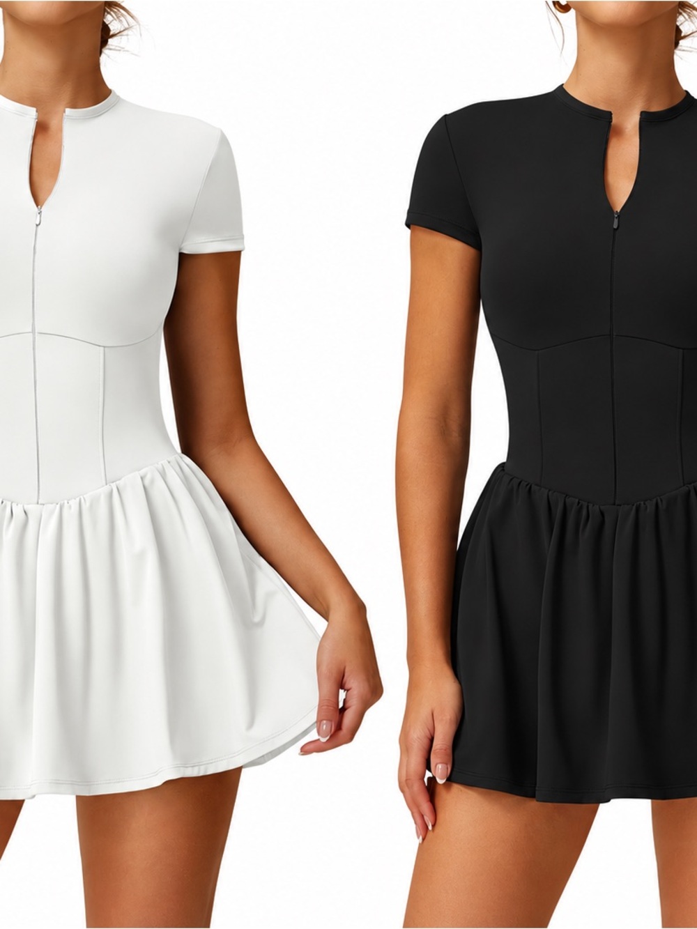 2pk: Medium Women’s Short Sleeve pickleball golf dress Dress with Zip Front